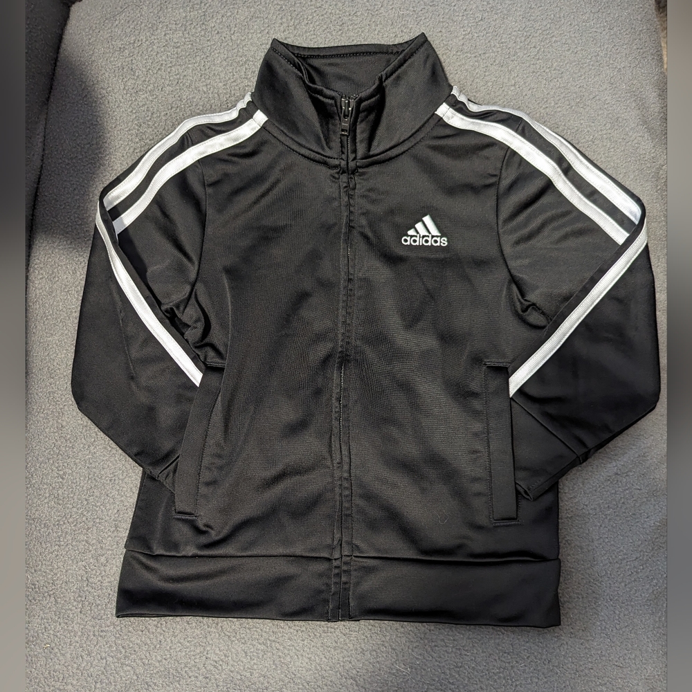 Adidas black and white stripe track suit Sz: 2T